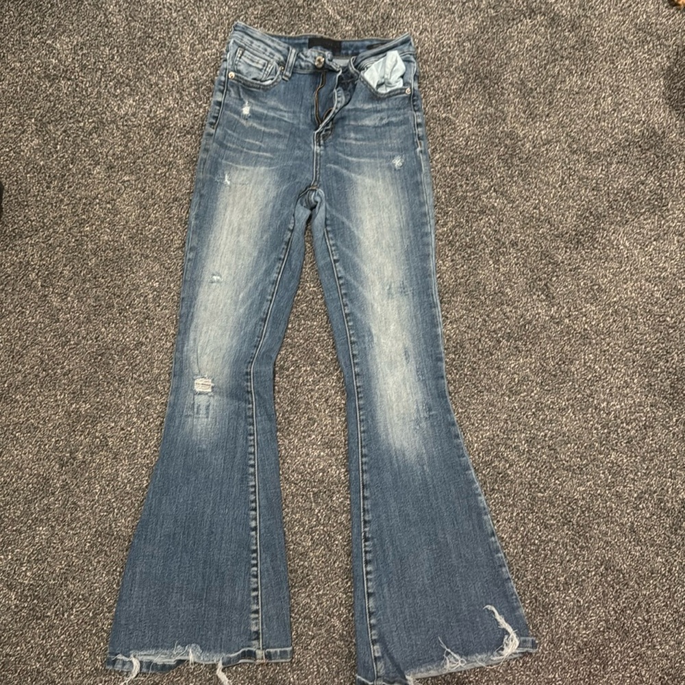 Risen high rise flare jeans